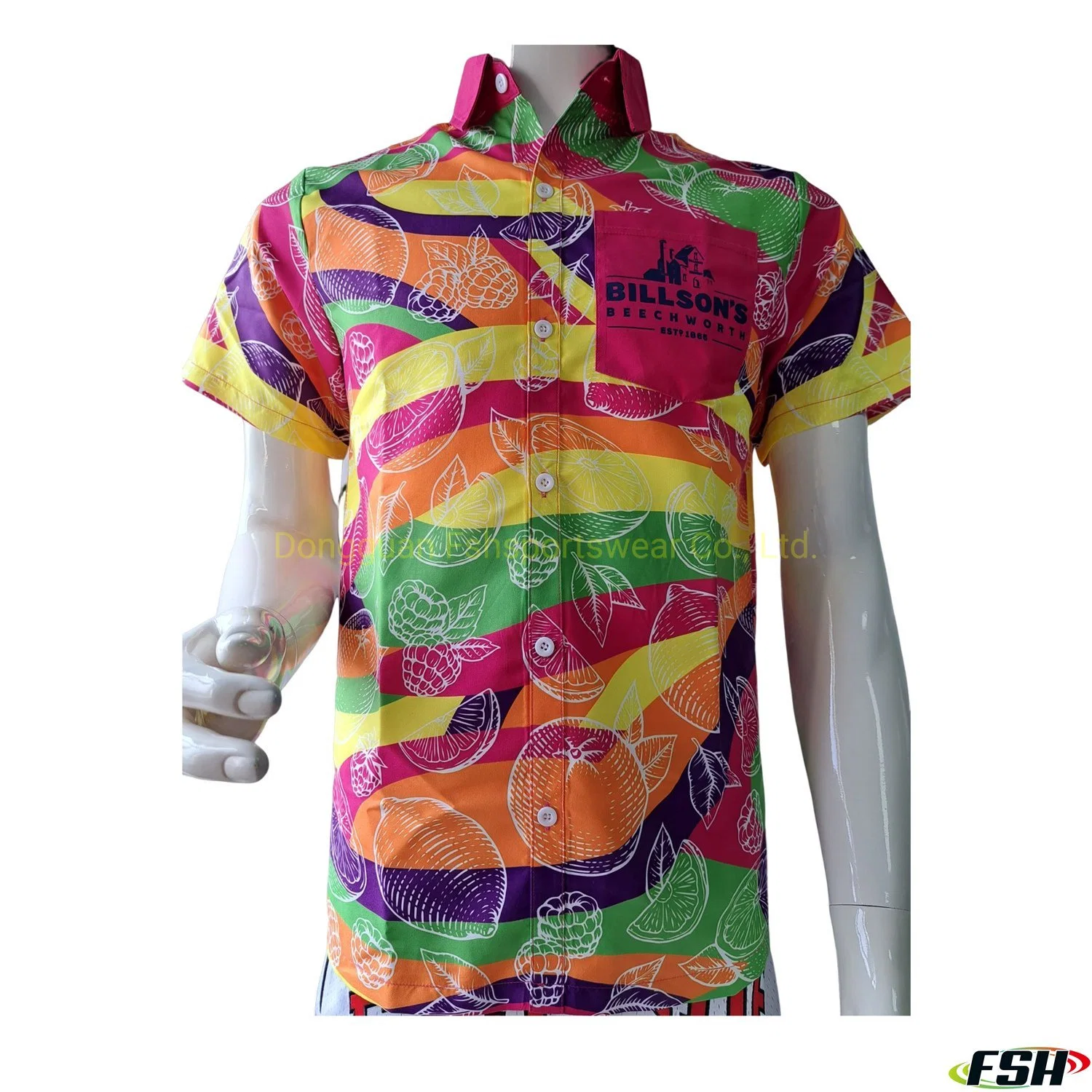 Precio de fábrica Diseño personalizado Sublimated transpirable Beach Shirt Hawaiian Shirt
