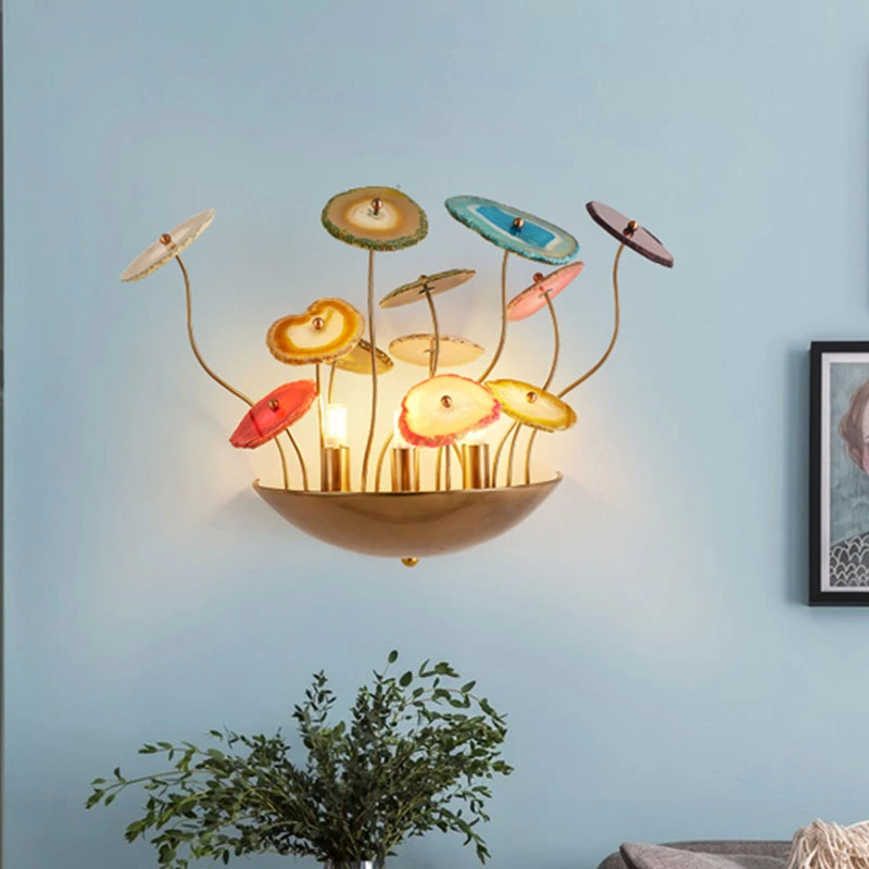 Modern Light Luxury Living Room Bedroom Corridor Decorated with Lotus Wall Lamp