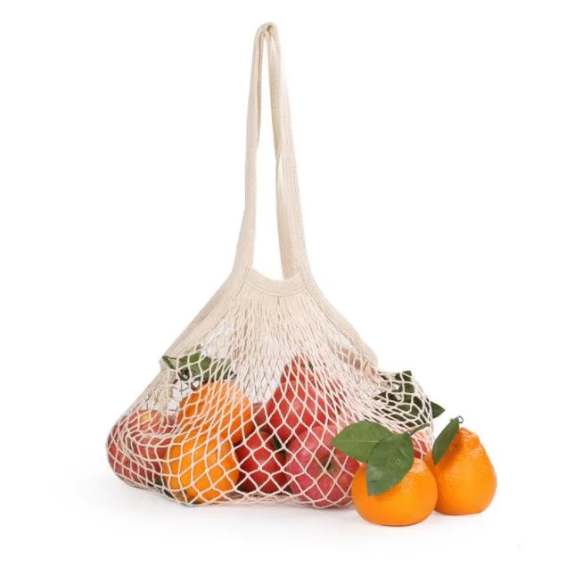 Orange Organic Cotton Biodegradable Mesh Bags for Vegetable Storage