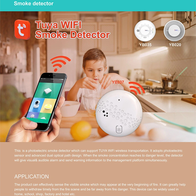 Wireless WiFi Tuya дымовой извещатель 3V аккумулятор бытовых пожара пожара пожарной сигнализации датчика дыма