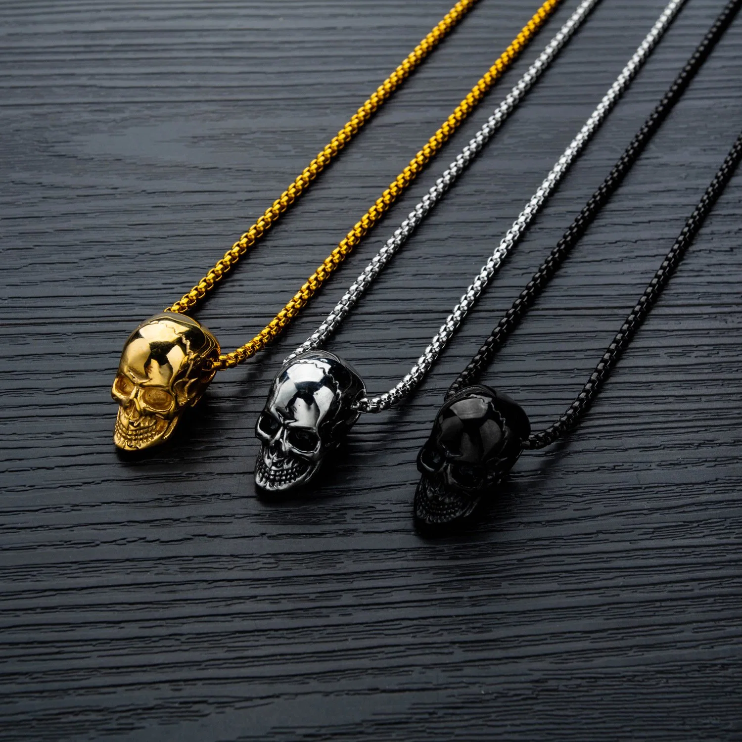 European and American Street Fashion Trend Personalized Skull Titanium Steel Necklace Retro Stainless Steel Men&prime; S Accessories