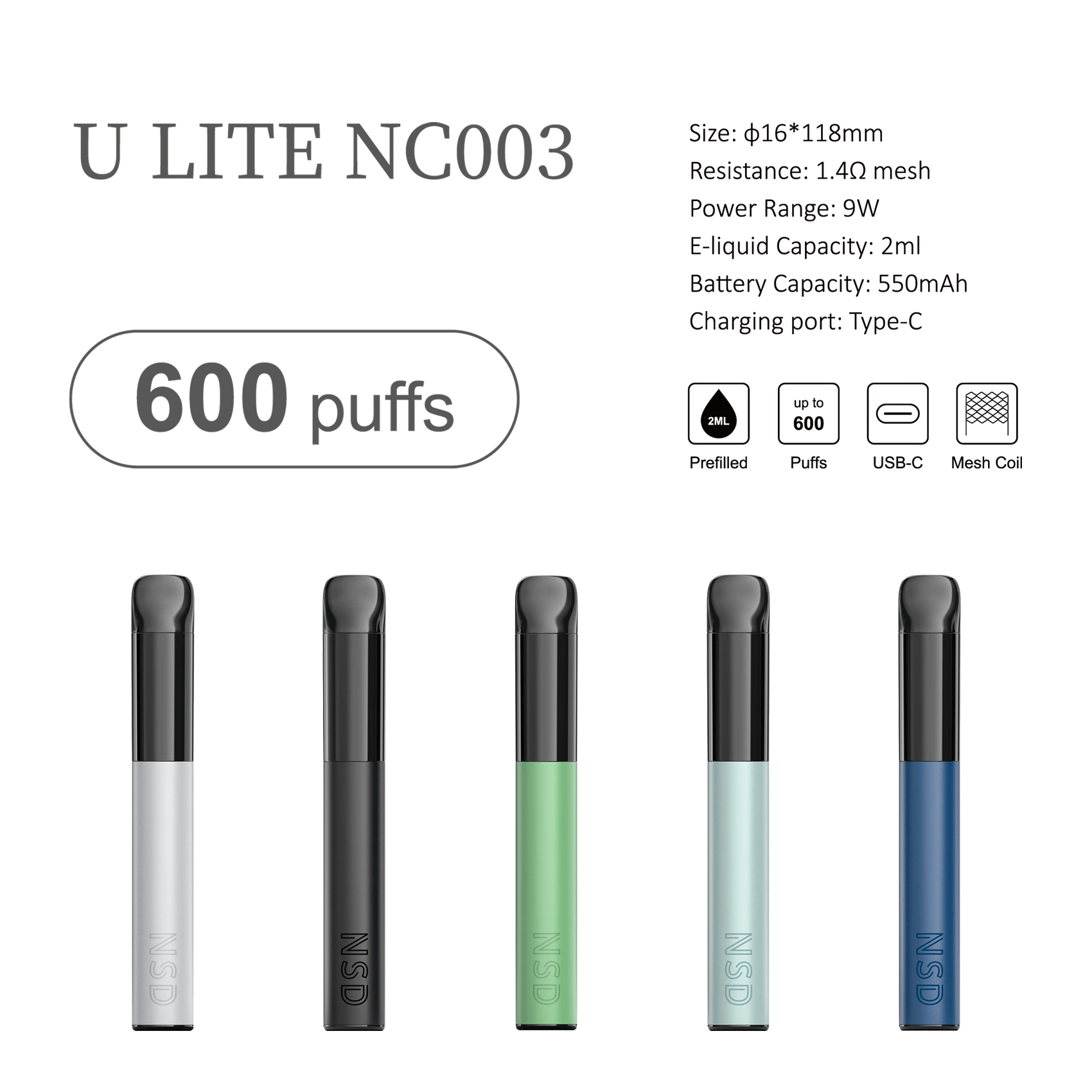 Portable Smok Pod Prix Custom Electric Mod Flavors Vaporisateur rechargeable Huile E-CIG Pod Vape Pen 600 Puffs Bar à usage unique