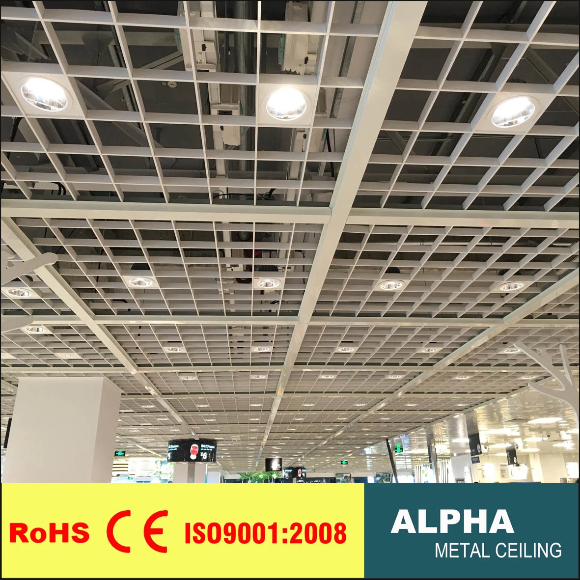 Aluminum Roof Suspended System Metal False Suspended Pyramid Cell Ceiling Grid Tile