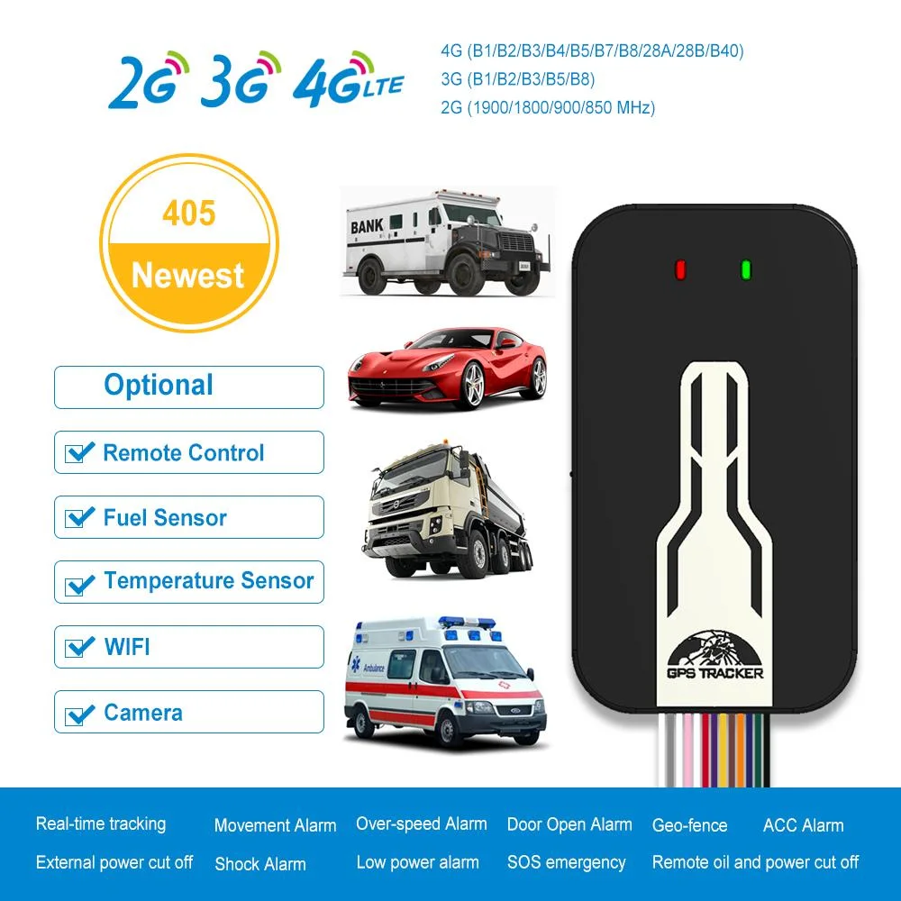 Hochwertige Kontrolle Mini GPS Tracker Mini Car Tracker 4G 3G GPS405A mit Temperatur-Feuchtealarm/ Sos / Mikrofon