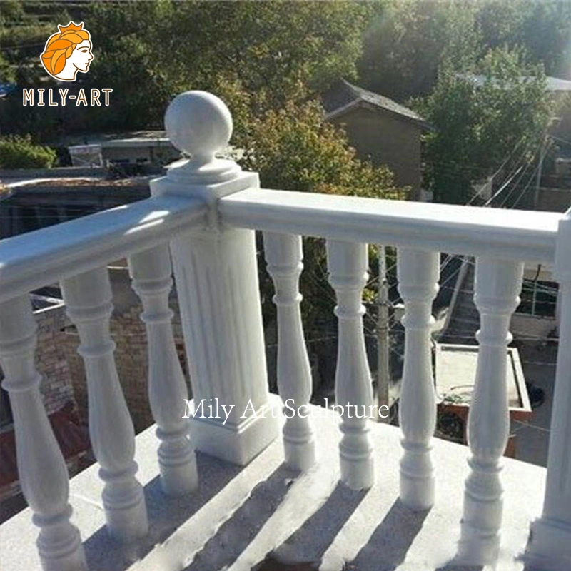 Outdoor Stair Carved Stone Railing White Marble Balustrade