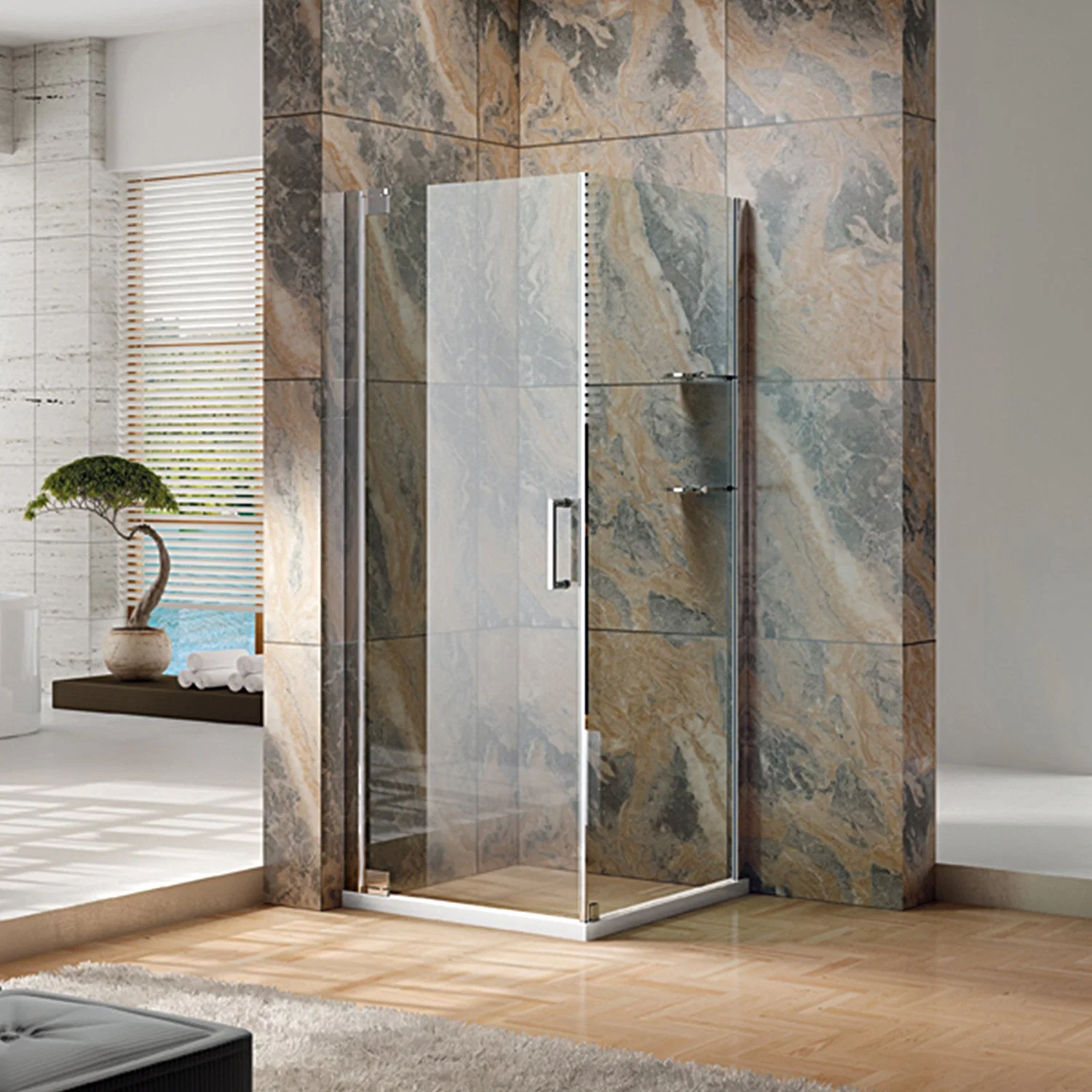 Tempered Glass Shower Door Simple Bathroom Room (MZ1221)