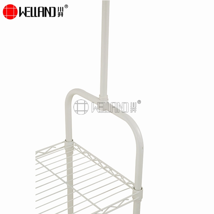 Multifunctional Adjustable Steel Garment Rack with 2 Wire Shelves on Wheels