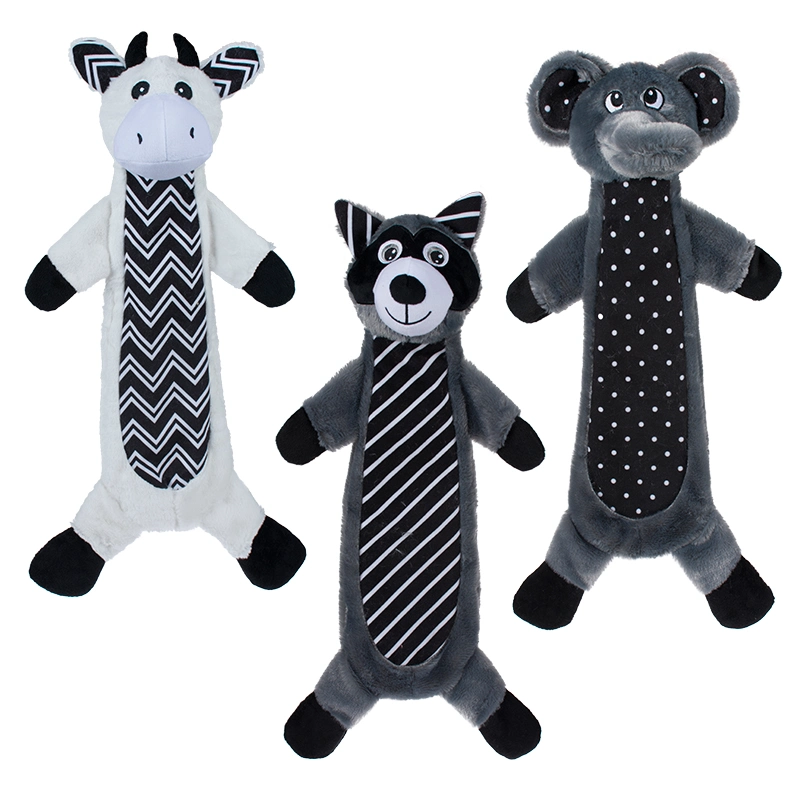 Rena Pet Black White Animal Sound Paper Squeaker Stuffed Plush Dog Toy