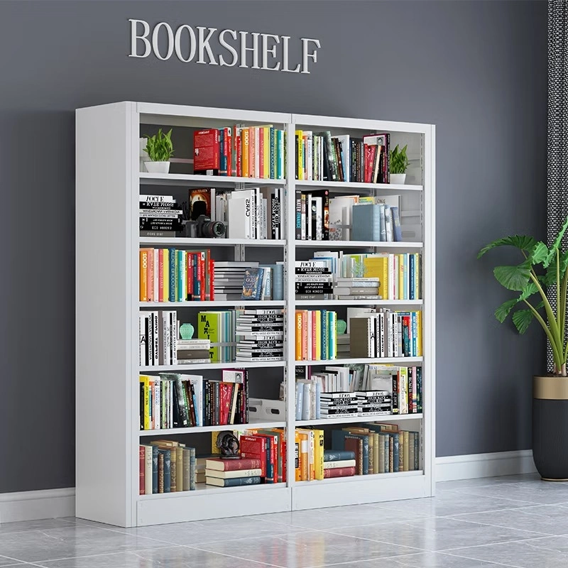 Furniture Library 6 Layer Two Side Bookshelves Metal Magazine Rack Shelving Bookshelf