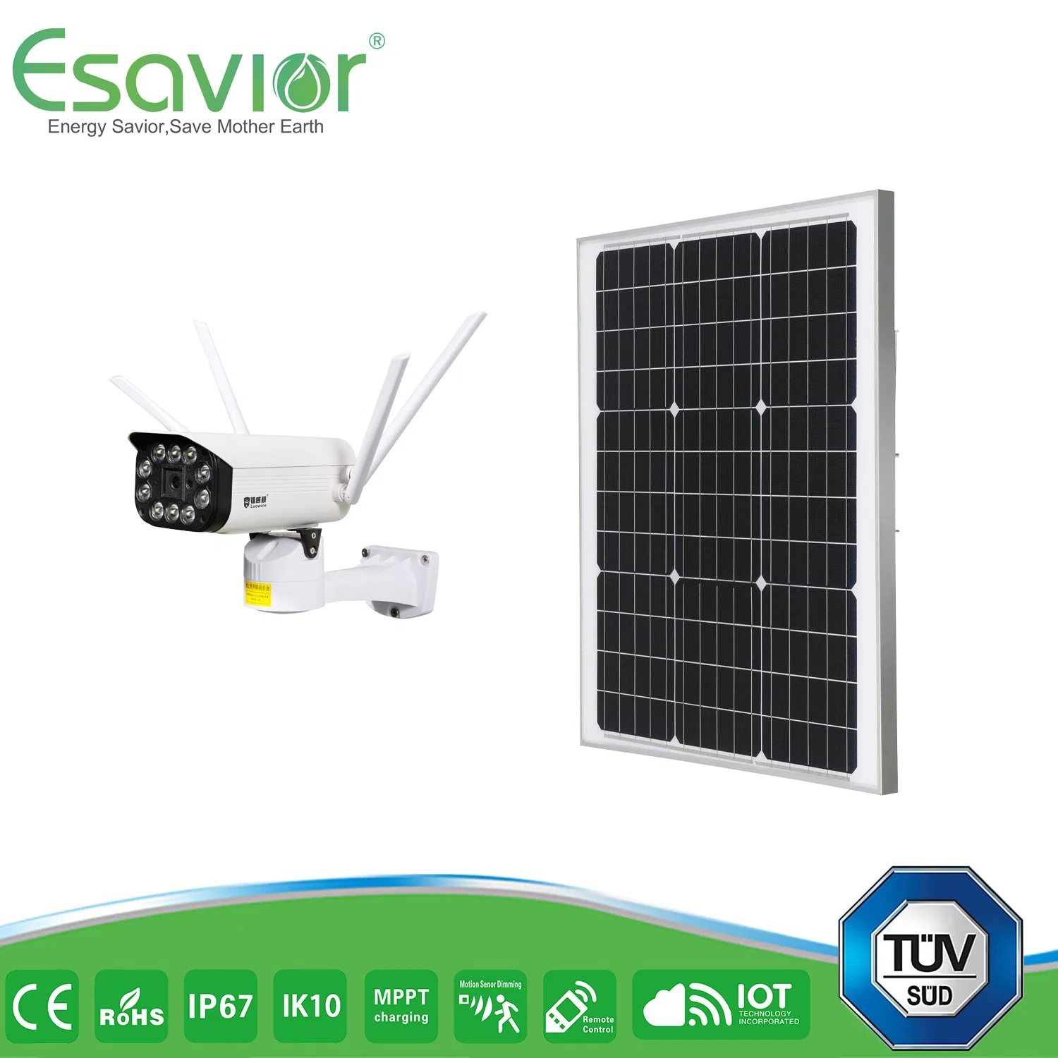 Esavior 25 Years Life-Span Solar Panel Solar Powered CCTV 4G IP Cameras