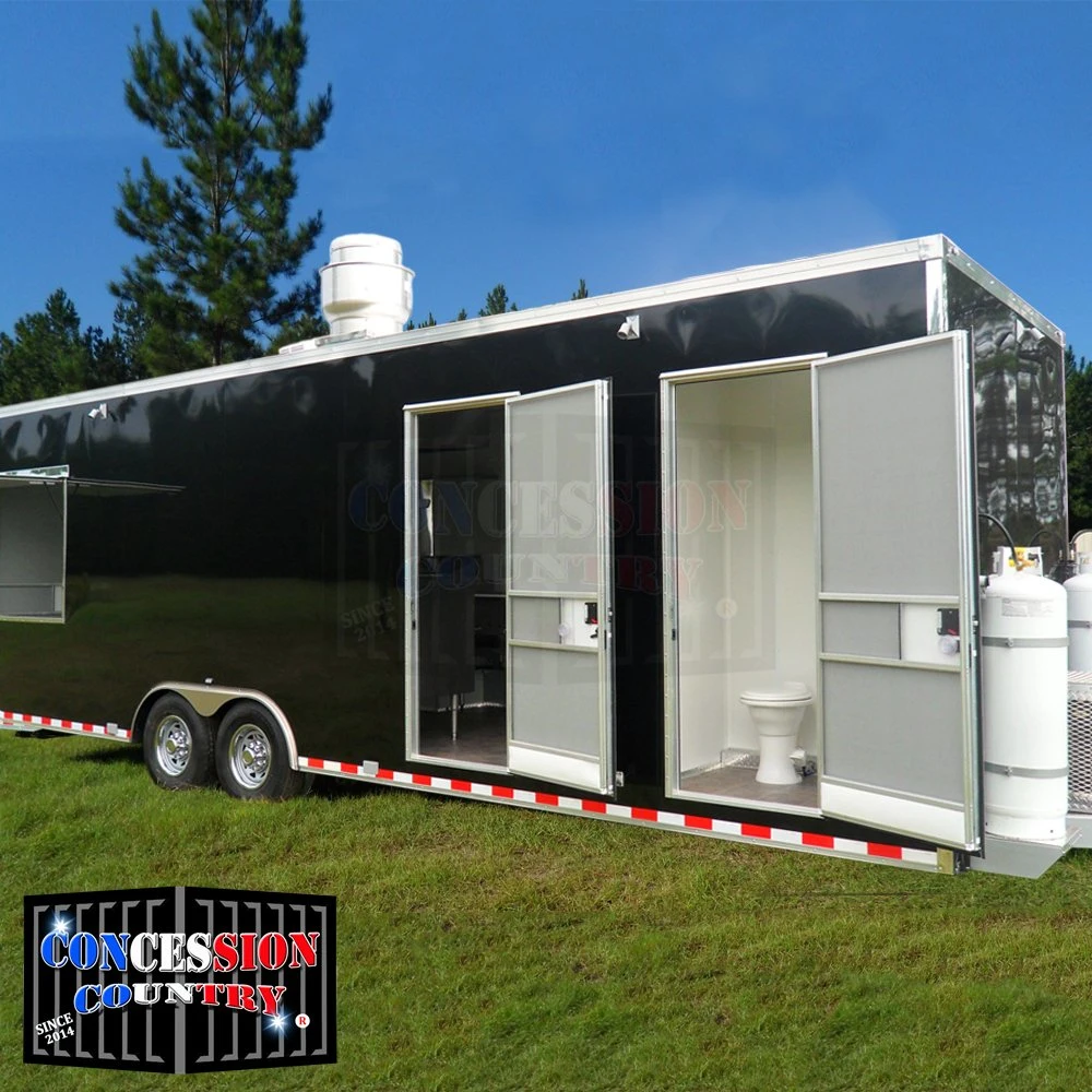 Fully Equipped Food Truck Trailer Street Food Cart with Bathroom Customized Mobile Food Trucks with Toilet