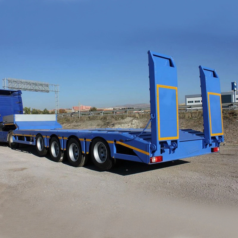 Remolque de descarga de plataforma baja de 3axles 80 toneladas para carga de plataforma baja Semirremolque