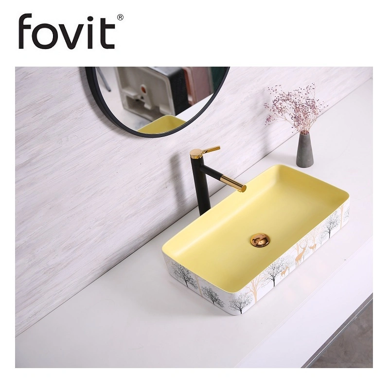 Modern Style Rectangular Artistic Basin Bathroom Vanity Porcelain Lavabo Guaranteed Quality Sanitary Ware