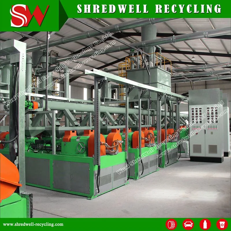 PLC Control Car/Truck/OTR Tyre Shredding Line for Rubber Powder Crushing