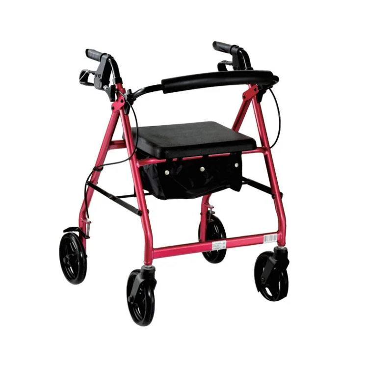 Bliss Medical Manufacture Double Brake System 4 Wheels Stand up Folding Rollator for Disabled Elderly People