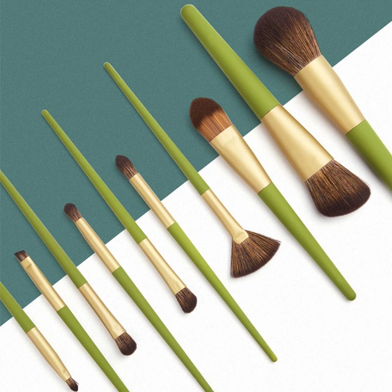 High quality/High cost performance  Fresh Green Makeup Brush Set 10PCS Vegan Eyeshadow Brush Foundation Brush Beauty Tools