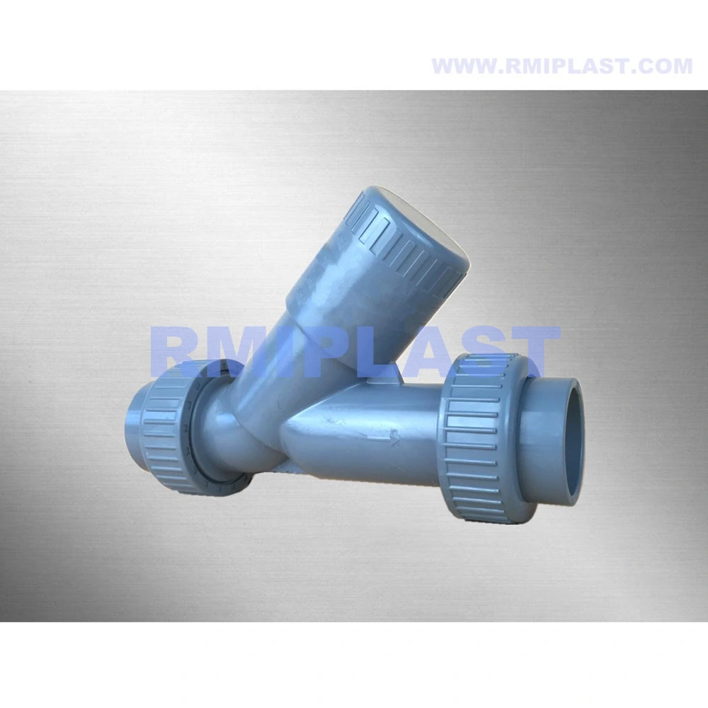 DN100 DN50 UPVC PVC CPVC PP Pph PVDF Y Grey Strainer of Pipe Valve Socket Welding Flange Y Type Filter by JIS 10K ANSI Cl150 DIN Pn10 for Water Supply