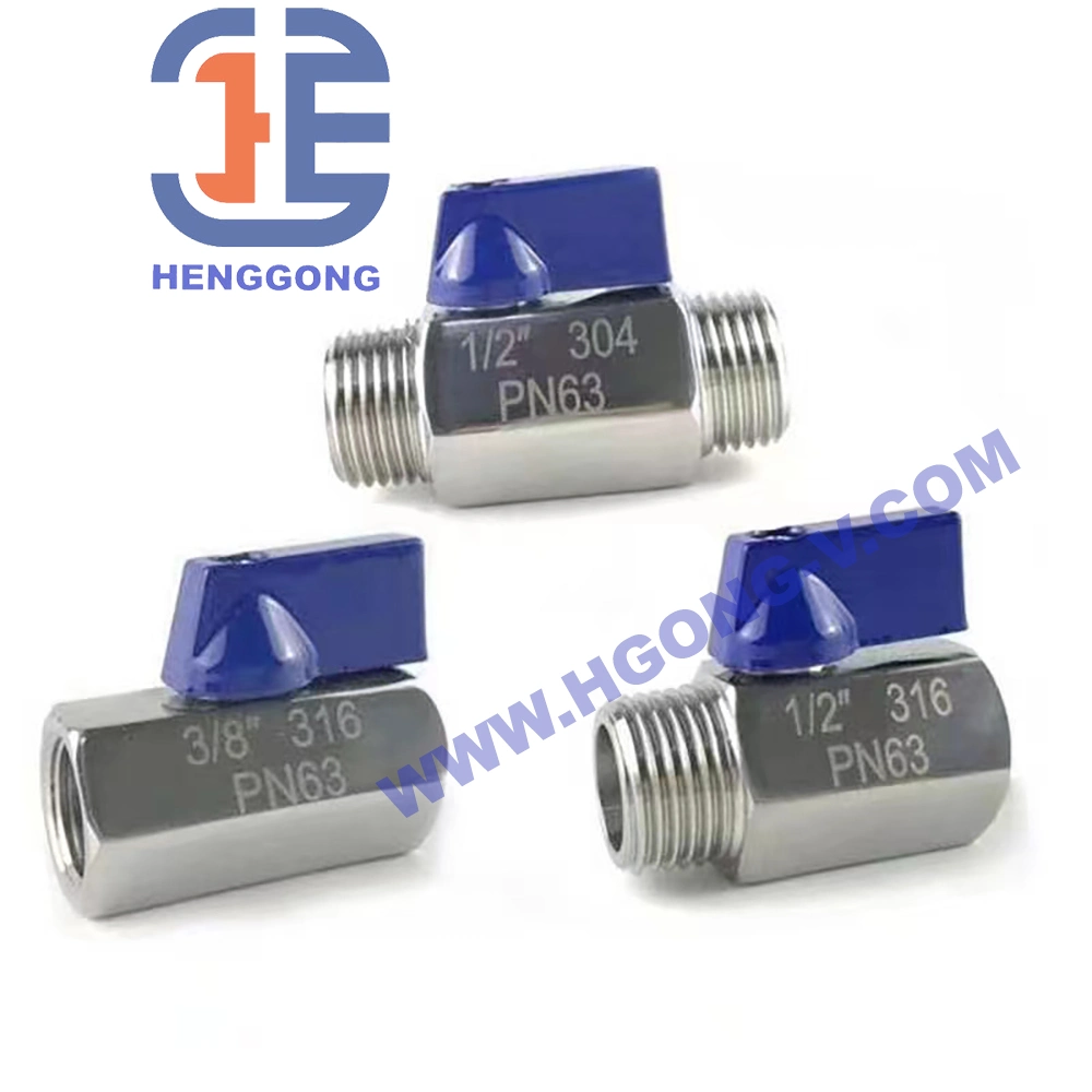 API/DIN Female Male Female 304 316 Brass Threaded NPT Bsp Mini Ball Valve