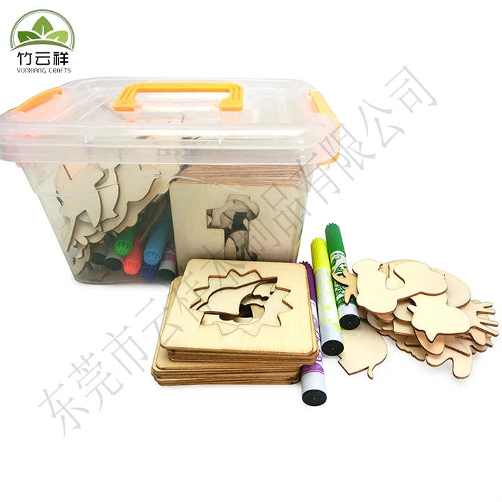 Beautiful Wooden Children's Family Educational Toy Graffiti Template