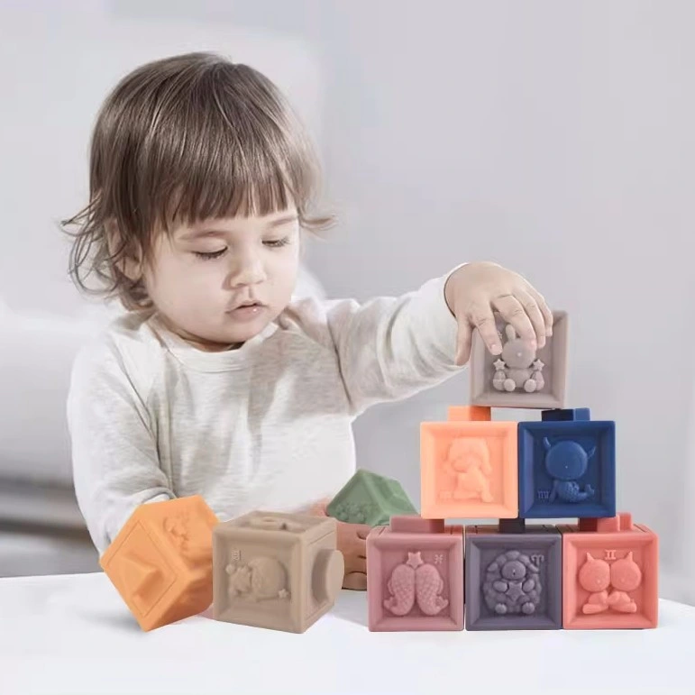 Blocs de construction en caoutchouc souple bébé 0-1 ans silicone souple Jouet animal