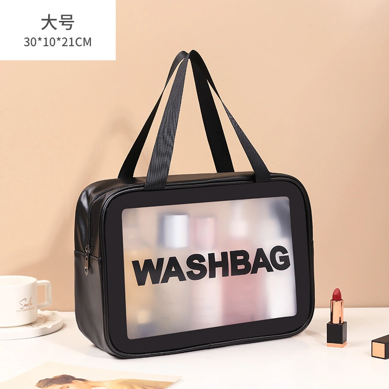 Custom Travel Portable Clear Transparent PVC PU Waterproof Wash Cosmetic Toiletry Makeup Bag