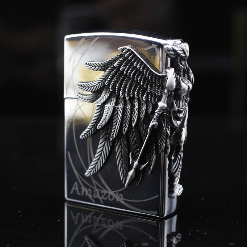 Best Price Bulk Wings Metal Creative Men's Gift Flint Fire Starter Refill Kerosene Oil Flame Lighter for Cigarette