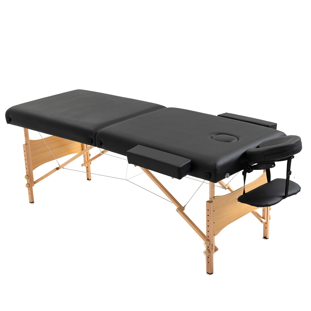 2 Section Portable Folding Wood Frame Massage Table with Carrying Bag