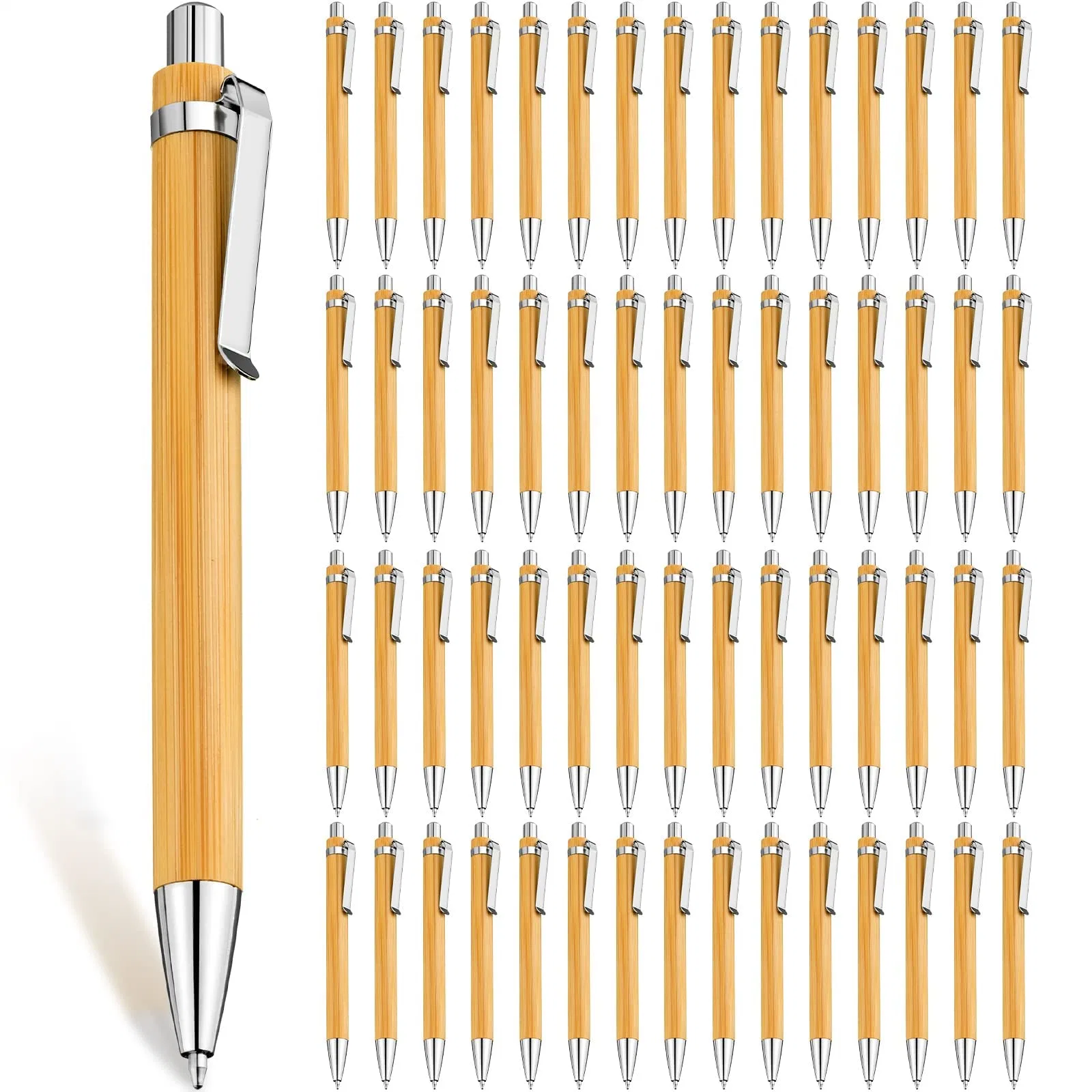 Bamboo Pen Einziehbarer Kugelschreiber Schwarz Tinte 1 mm nachhaltig Stifte Aus Holz