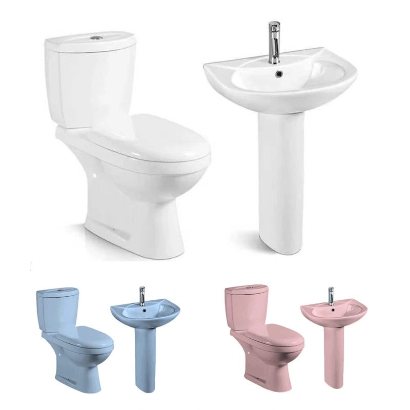 Africa Cheap Price Two Piece Closet Sanitary Ware Closed Couple Toilet Basin Set