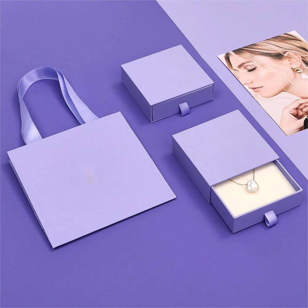 Custom Cardboard Jewelry Gift Bag Slide Drawer Box for Necklace Packaging