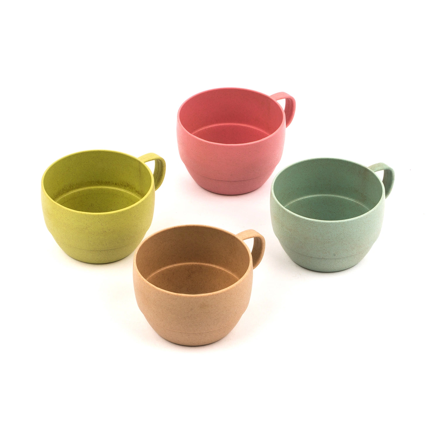 Plastic Coffee Mugs Cups Set with Bonus Jug, Handle Mugs for Cocoa, Tea, Coffee (4 Mugs Set)