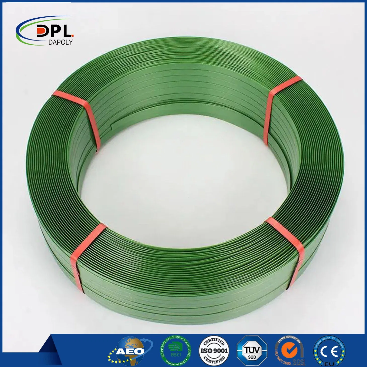 12mm-25mm Wide Custom Logo Durable Green Pet Packing Strap Plastic Steel Strapping Band Tape Global Hot Sell