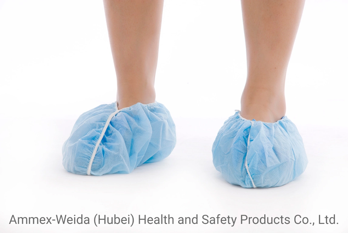 Disposable Medical Use Non-Woven Shoe Cover with Elastic Rubber Around All Parts for Clinic/Hospital