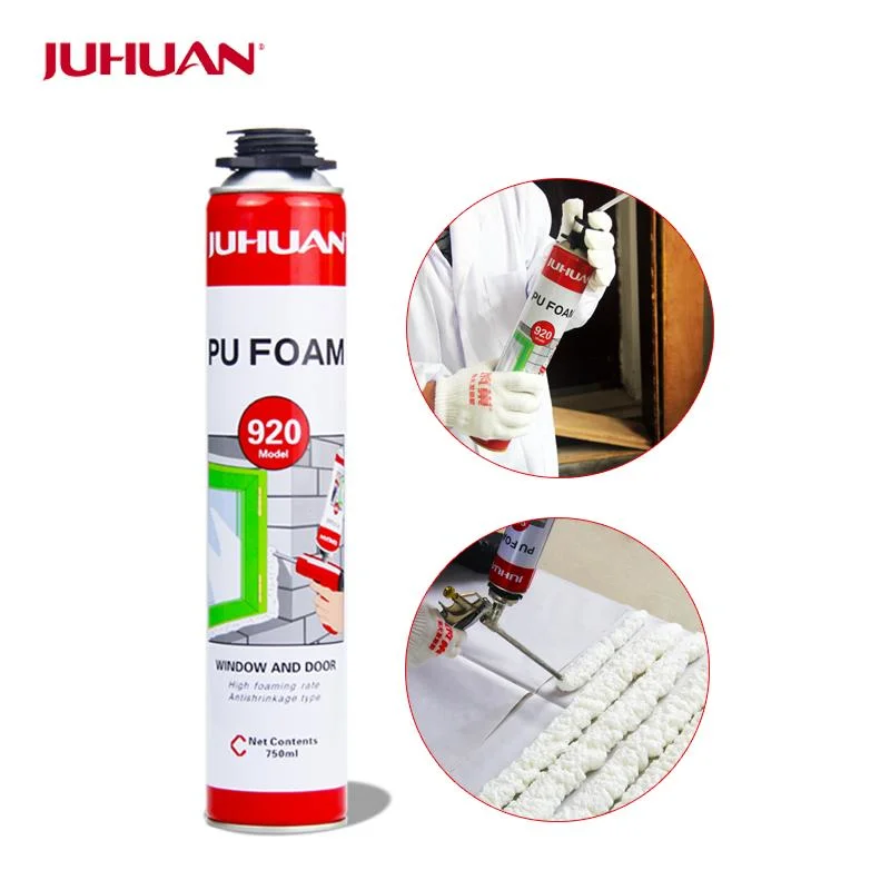 Juhuan-Factory Supply	750ml/500ml/300ml espuma de pistola de poliuretano sin CFC para huecos