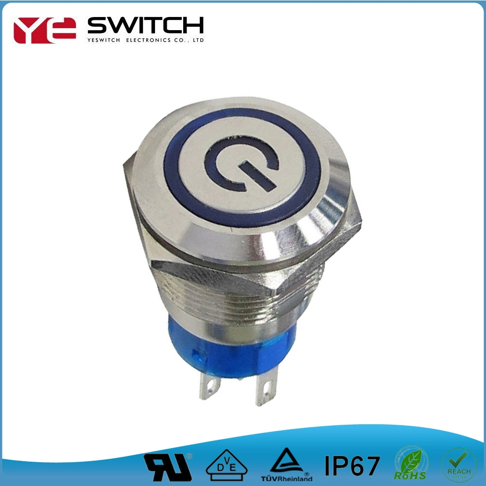 19mm Electrical Sealed Waterproof Metal Push Button Switch with UL Certificates