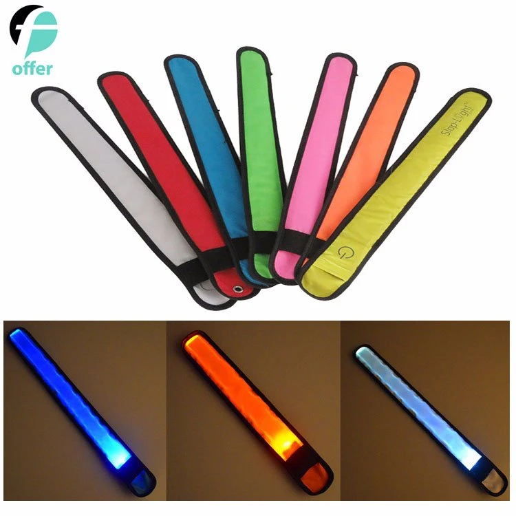 LED Cycling Walking Running Concert Camping Outdoor Sports Light up Band Slap Bracelets Night Safety Wrist Band