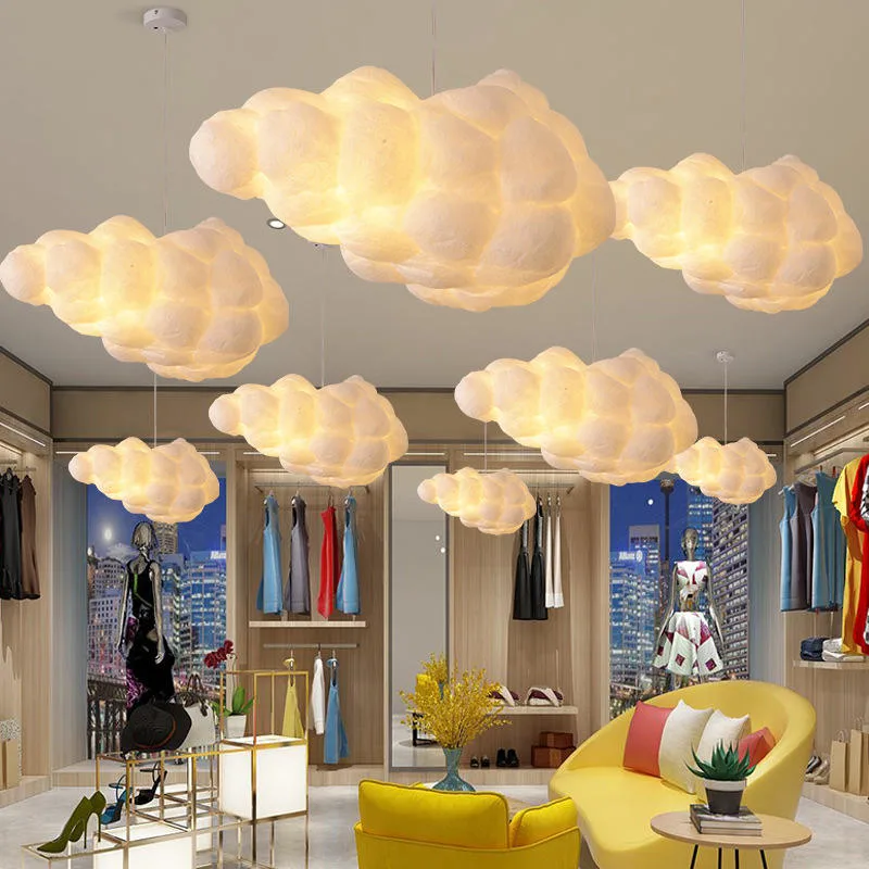 Creative Floating Clouds Chandeliers Pendant Light Bar Party Decorative Cloud LED Lights