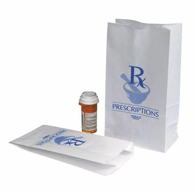 Sos White Kraft Paper Pharmacy Bag for Medicine