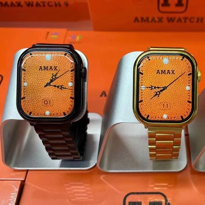 Amax Watch 9 mejor ritmo cardíaco Vender Mood Tracker inteligente Reloj de teléfono Reloj inteligente Teléfono Reloj