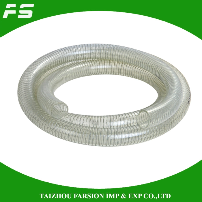 Factory OEM Brand Acid Alikali Oil Resistant Transparent Clear PVC Spiral Steel Wire Spring Reinforced Hose Pipe