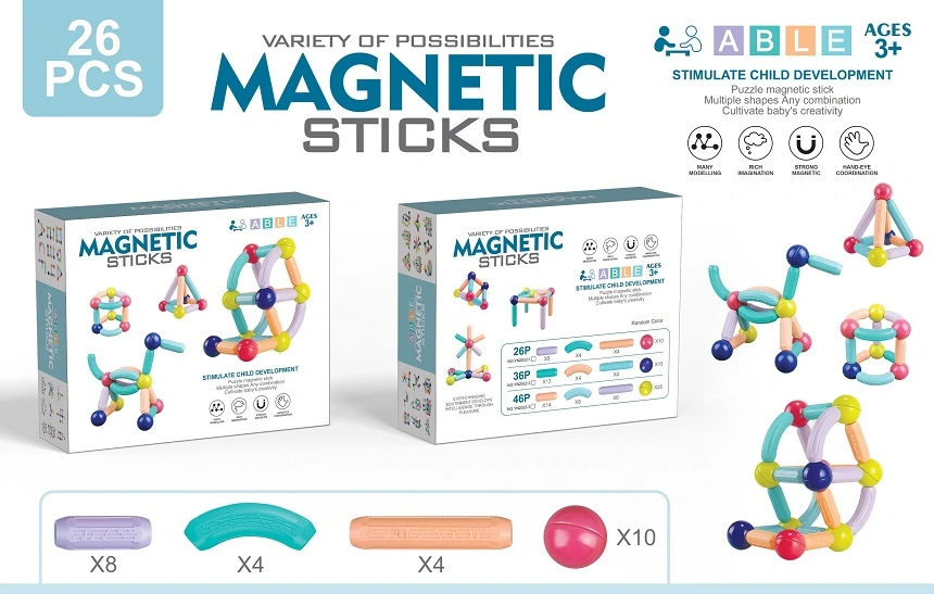 Wholesale/Supplier 3D Educational Construction Magnet Sticks Toys Jigsaw Puzzle Game Sets Magnetic Blocks Rods Toys