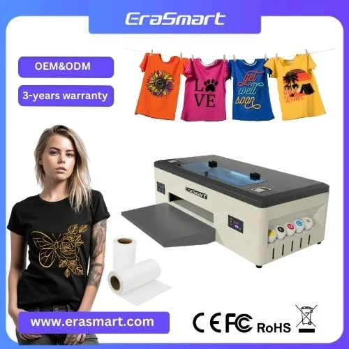 Erasmart A3 Impresora Dtf Printer for Epson L1800 1390 Head Dtf Printer Directly to Film Heat Transfers for Clothing T Shirt Printing Machine