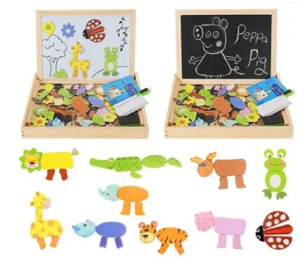 Figura / Animais / veículo / Circus Drawing Board 5 estilos Madeira magnético Puzzle Brinquedo educativo