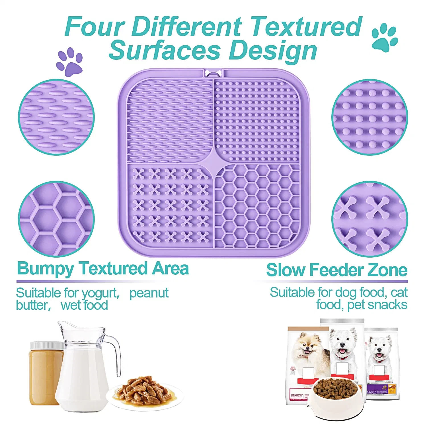 Tapis de léchage pour chiens et chats, lot de 2 avec succion Tasses