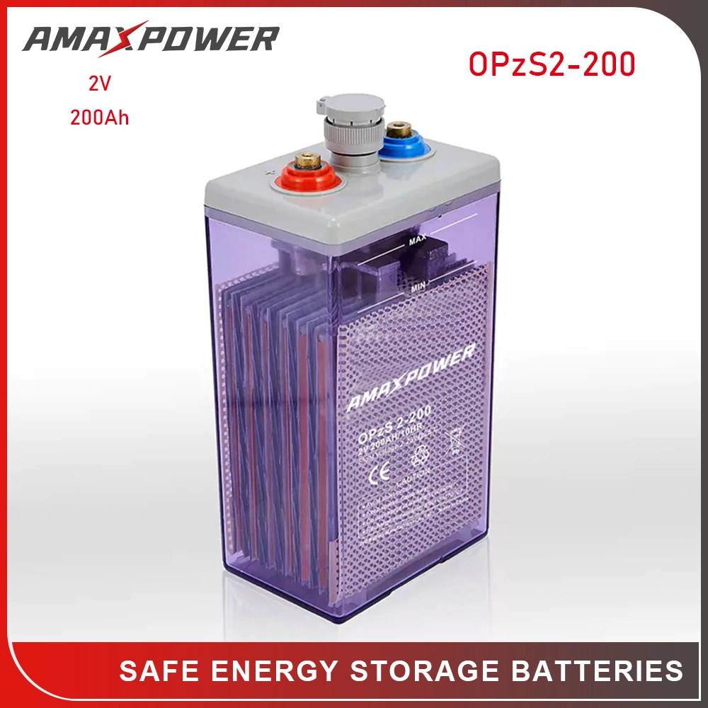 Amaxpower 2V 200Ah/420Ah/500 Ah/800Ah/1000ah/1500ah/2000ah/3000ah de chumbo inundado Tubular OPzS Bateria para Solar-Bts/Wind-Power/Telecom/UPS//Opzv Ferroviário