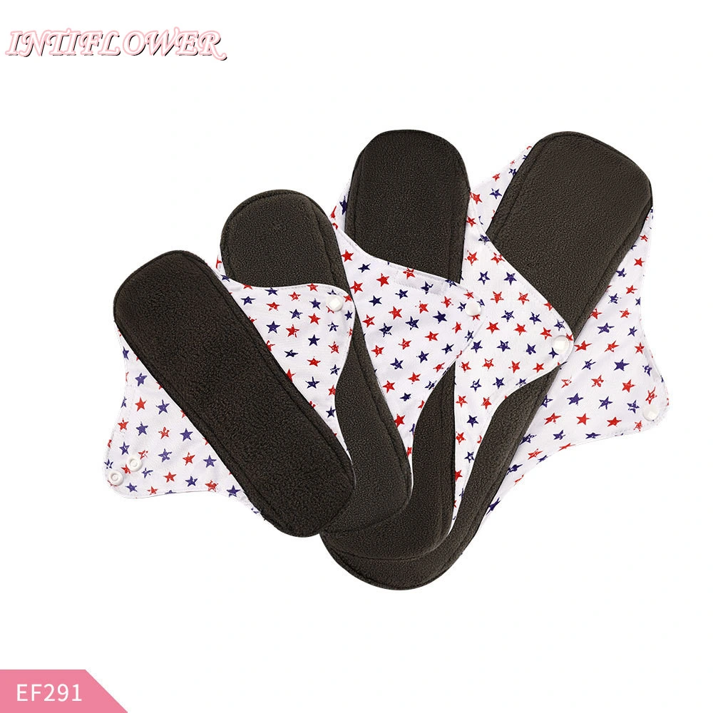 Intiflower Wholesale 4PCS Bamboo Charcoal Reusable Menstrual Pads Anion Sanitary Napkin Panties Liners