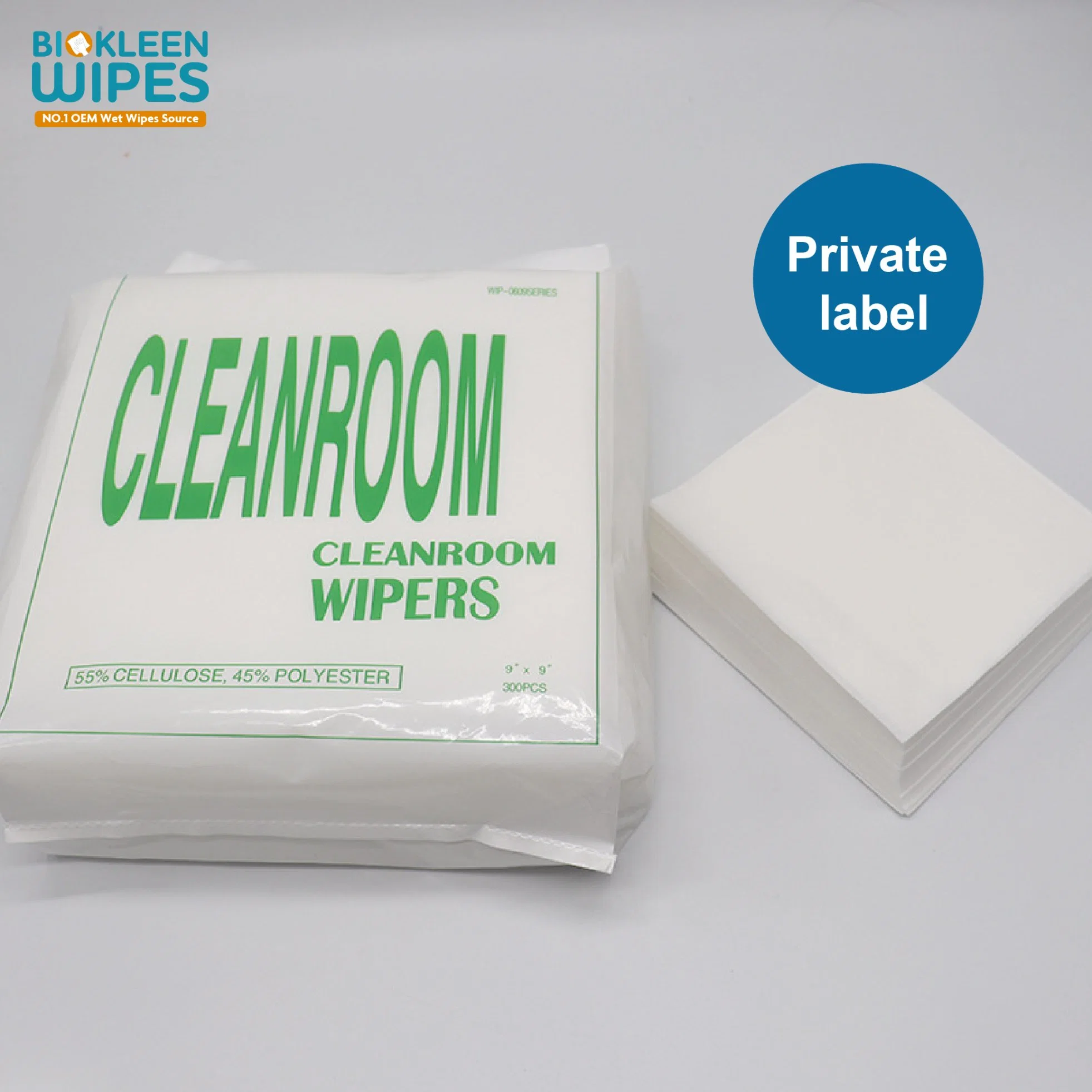 Lentille de caméra de nettoyage pour écran personnalisé 100 % polyester Tissu en microfibre pour salle blanche Lingettes, essuie-glace pour salle blanche ESD blanc