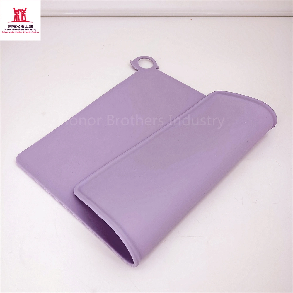 Waterproof Spill Proof Non-Slip Food Mat, Collapsible Portable, Silicone Mat, Purple