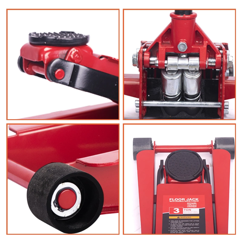 Bison China Supplier Easy Operation Power Hydraulic Floor Jack 3 Ton with Pressure Gauge