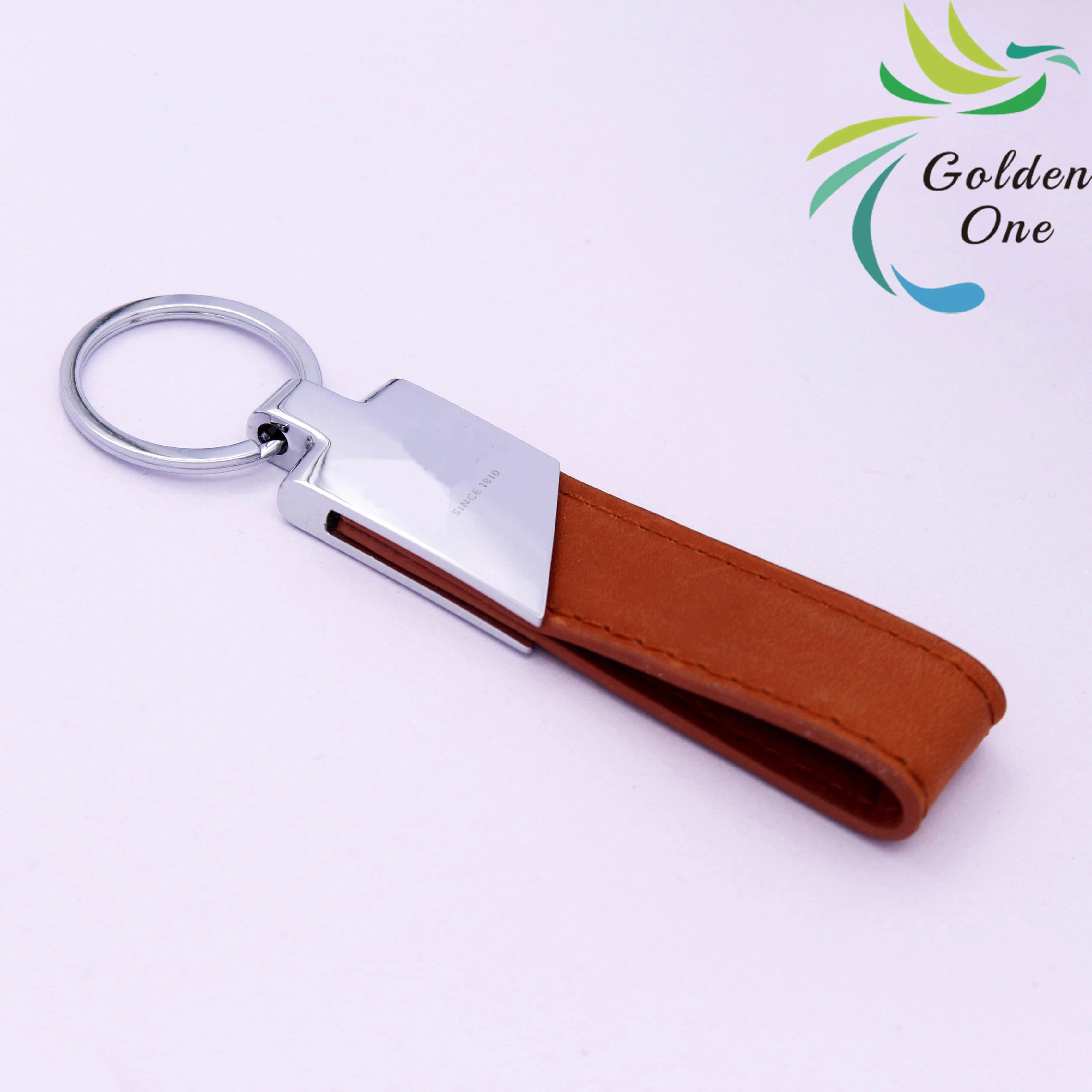 Custom Embossed Logo Genuine Leather Key Chain